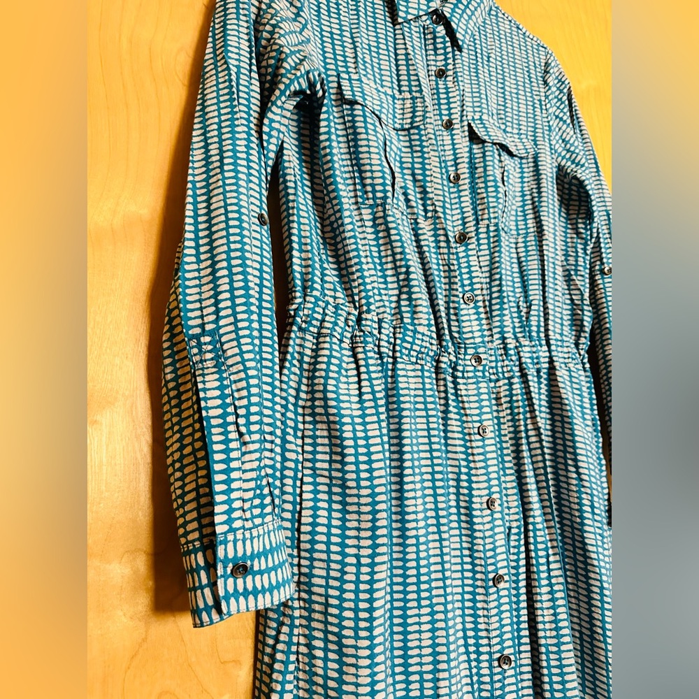 SOLD Turquoise + Ivory Print Shirtdress Maeve by Anthropologie
